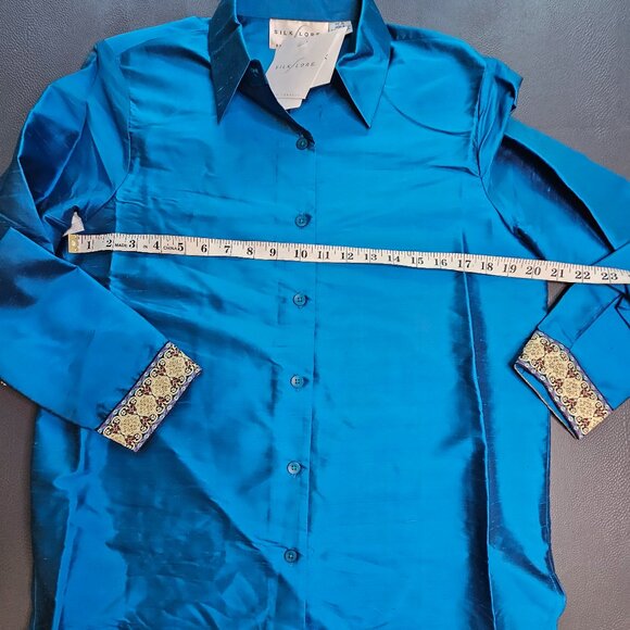 Vintage Silk Lore Blue Silk Blouse - Picture 1 of 6